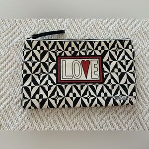 Brighton Black and White Canvas Pouch with Red Heart